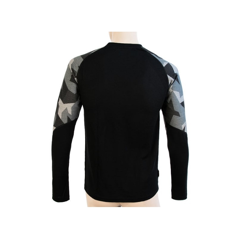 Herren Thermoshirt Sensor Merino Impress schwarz-maskiert - langarm Ausverkauf