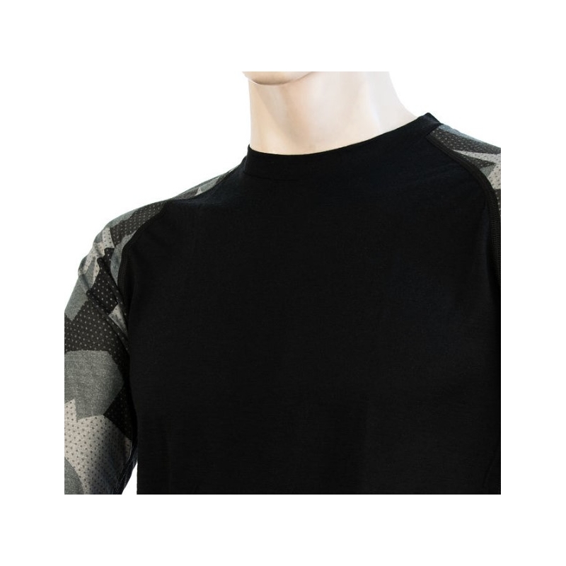 Herren Thermoshirt Sensor Merino Impress schwarz-maskiert - langarm Ausverkauf