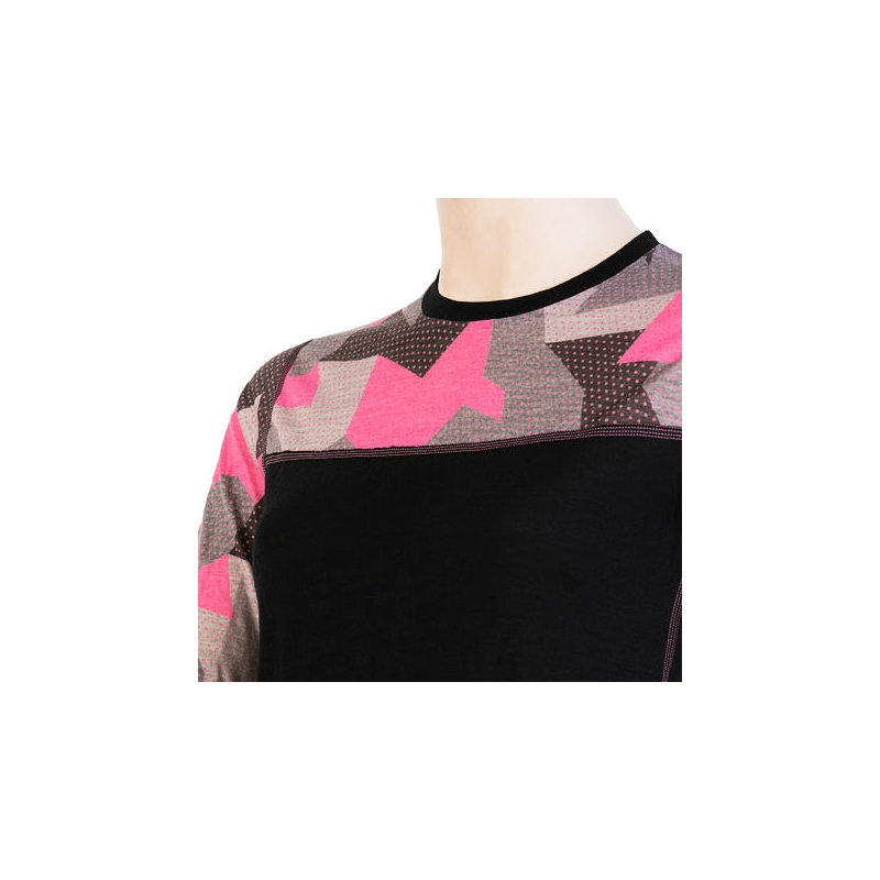 Damen Thermoshirt Sensor Merino Impress schwarz-maskiert - Langarm Ausverkauf