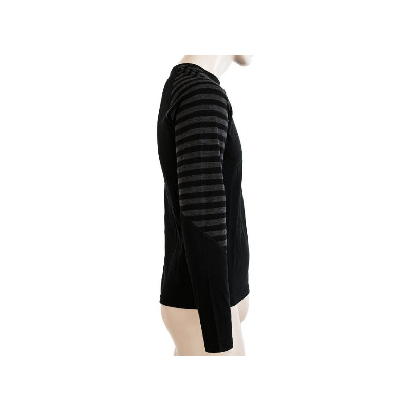 Herren Funktions-T-Shirt Sensor Merino Active schwarz-grau - langarm Ausverkauf