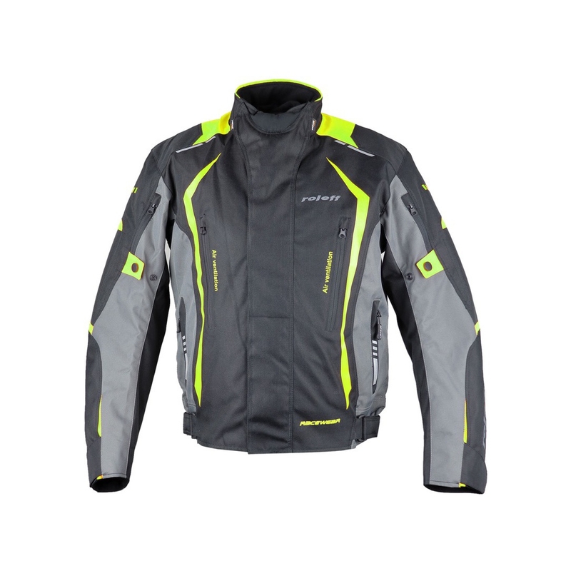 Motorradjacke Roleff Olpe schwarz-grau-fluo gelb