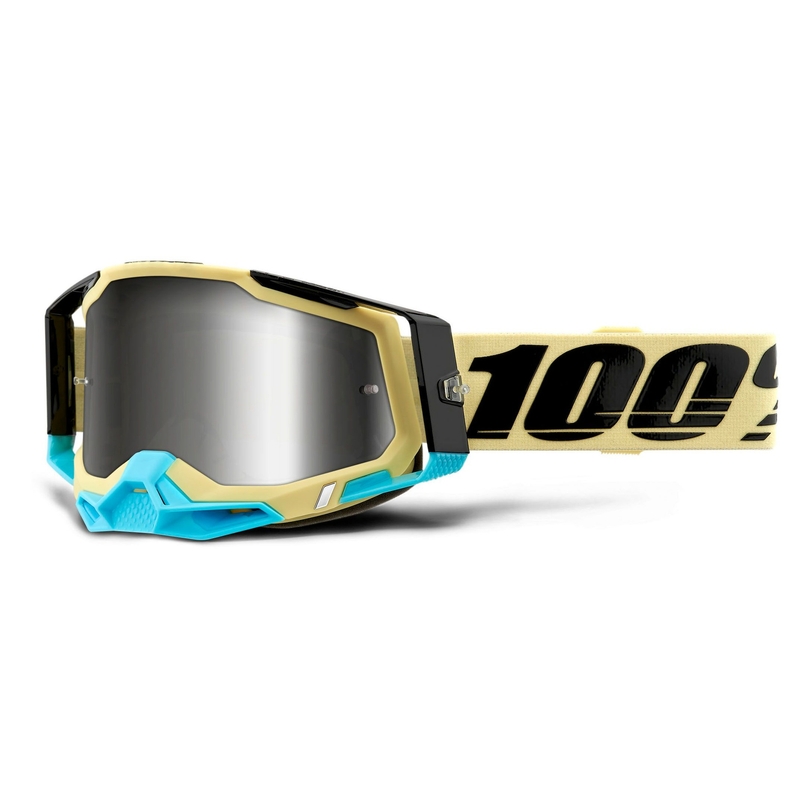 Motocrossbrille 100% RACECRAFT 2 gelb (silber verspiegeltes Plexiglas)