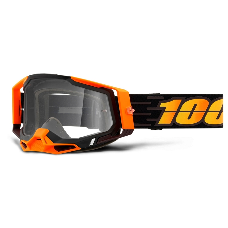 Motocrossbrille 100% RACECRAFT 2 schwarz-orange (klares Plexiglas)