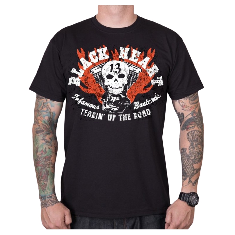 Herren-T-Shirt Schwarzes Herz Flachkopf