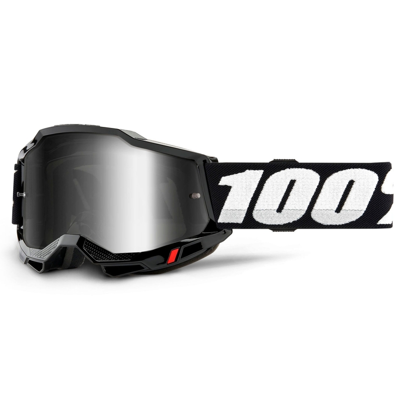 Motocrossbrille 100% ACCURI 2 schwarz (silber verspiegeltes Plexiglas) sale Ausverkauf