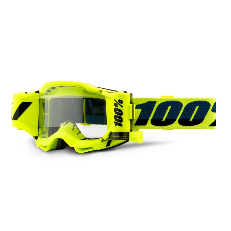 Motocrossbrille 100% ACCURI 2 Roll-Off fluo gelb (klares Plexiglas) Ausverkauf