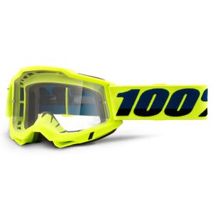 Motocrossbrille 100% ACCURI 2 OTG fluo gelb (klares Plexiglas)