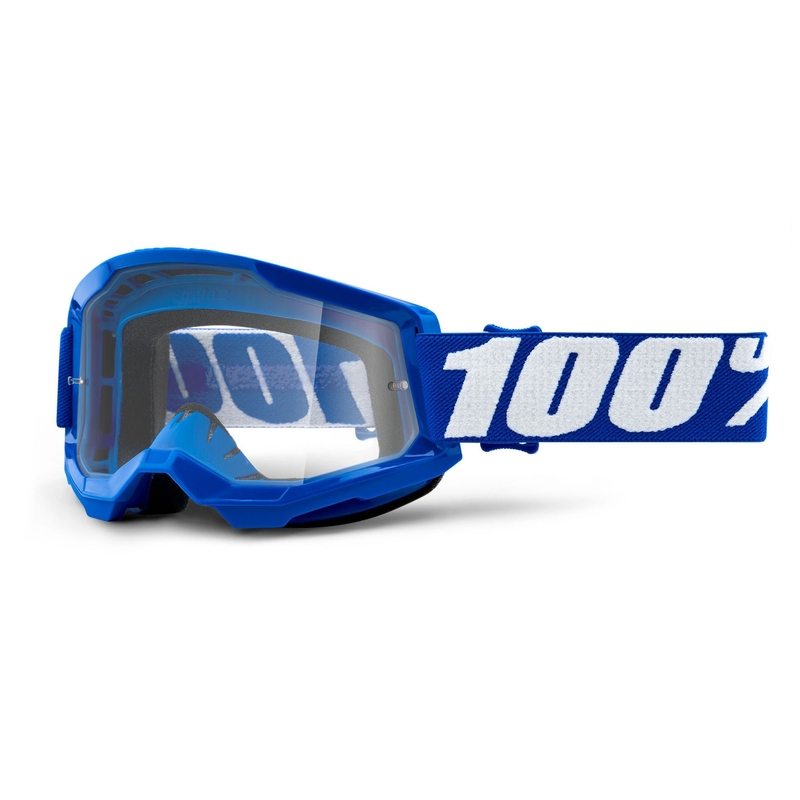 Motocrossbrille 100% STRATA 2 blau (klares Plexiglas)