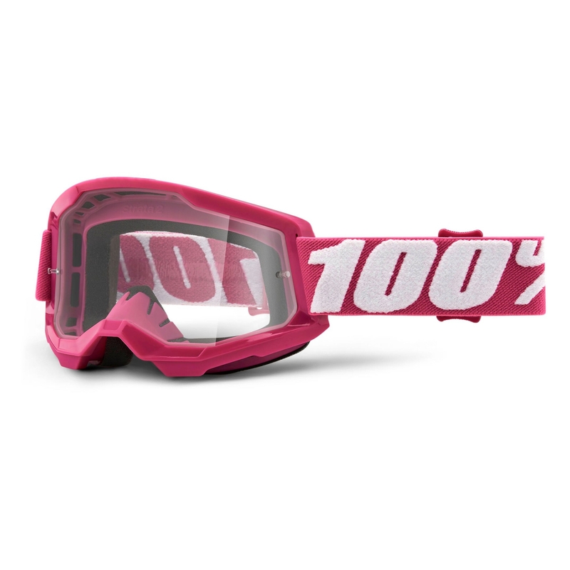 Motocrossbrille 100% STRATA 2 Fletcher rosa (klares Plexiglas)
