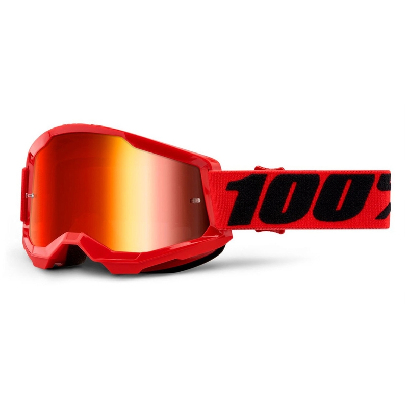 Motocrossbrille 100% STRATA 2 rot (rot verspiegeltes Plexiglas)