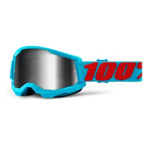 Motocrossbrille 100% STRATA 2 Summit blau (silber verspiegeltes Plexiglas)