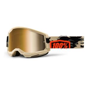 Motocrossbrille 100% STRATA 2 Kombat - Echtes Beige (Goldplexi)