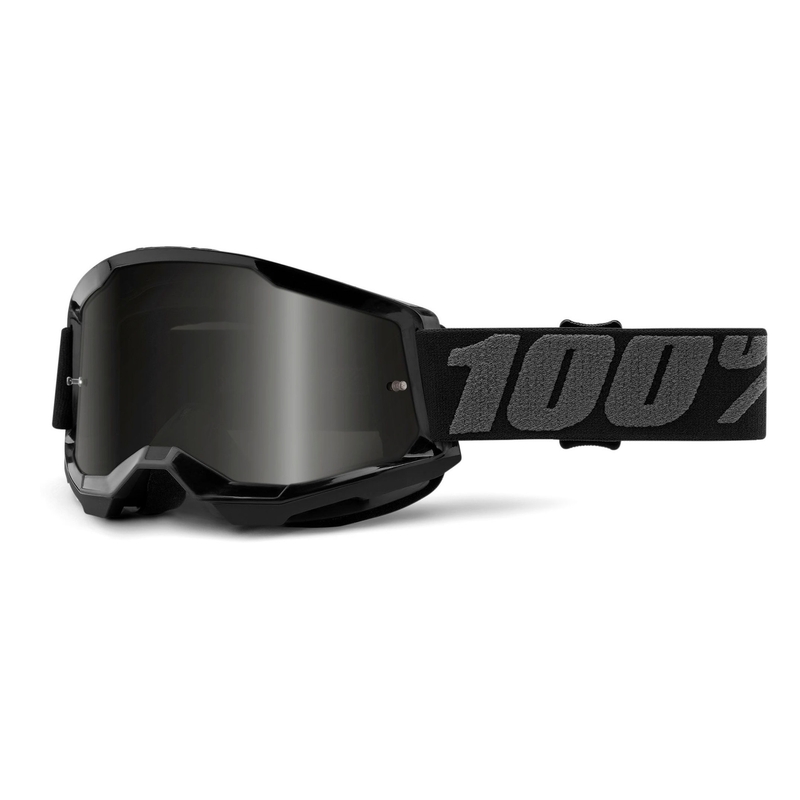 Motocrossbrille 100% STRATA 2 schwarz (rauchfarbenes Plexiglas)