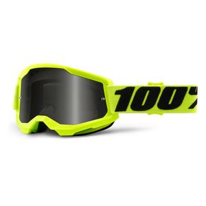 Motocrossbrille 100% STRATA 2 fluo gelb (rauchfarbenes Plexiglas)