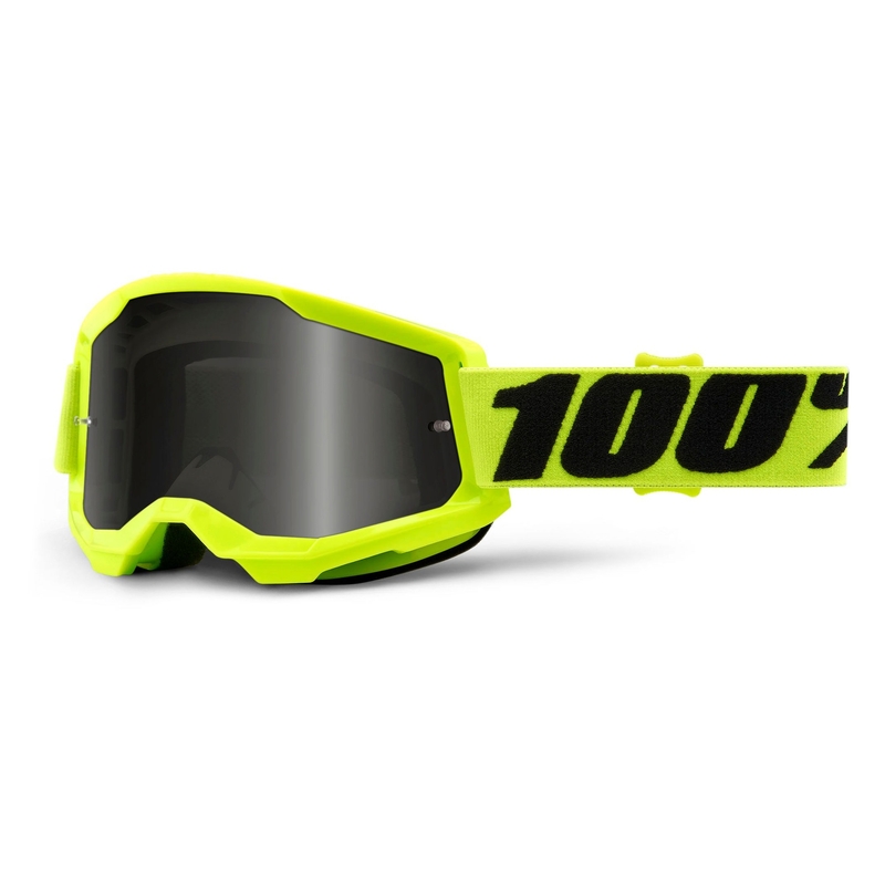 Motocrossbrille 100% STRATA 2 fluo gelb (rauchfarbenes Plexiglas)