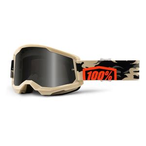 Motocrossbrille 100% STRATA 2 Sand Kombat beige (rauchfarbenes Plexiglas)