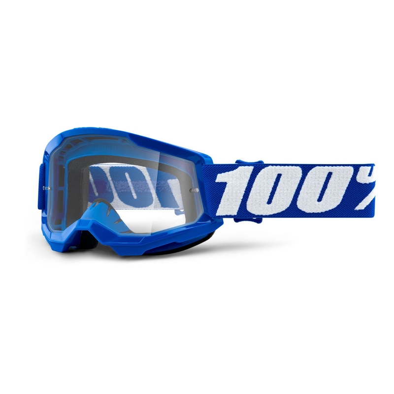 Kinder-Motocrossbrille 100% STRATA 2 blau (klares Plexiglas)
