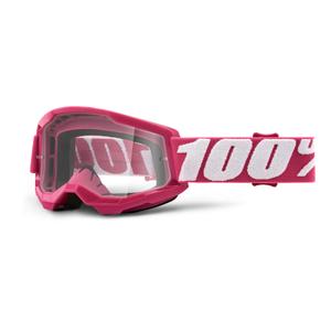 Kinder-Motocrossbrille 100% STRATA 2 rosa (klares Plexiglas)