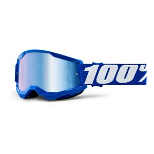 Kinder-Motocrossbrille 100% STRATA 2 blau (spiegelblaues Plexiglas)
