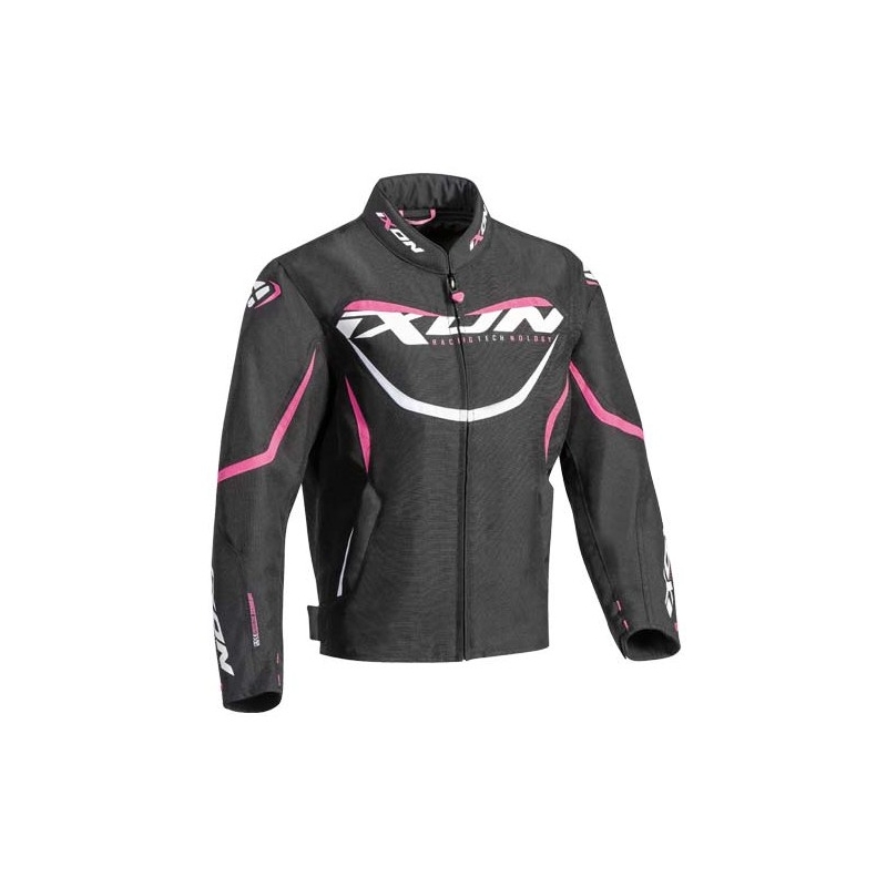 Kinder Motorradjacke IXON Sprinter schwarz-weiß-rosa Ausverkauf