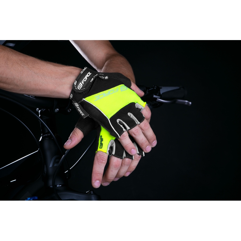 Handschuhe FORCE GRIP schwarz-fluo gelb Ausverkauf