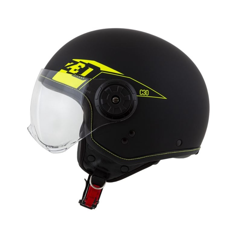 Offener Motorradhelm ZED C30 schwarz-fluorgelb matt