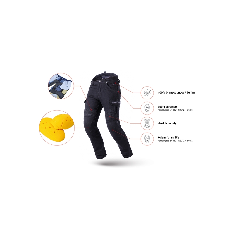 Street Racer Cargo CE Cropped Motorradjeans Schwarz