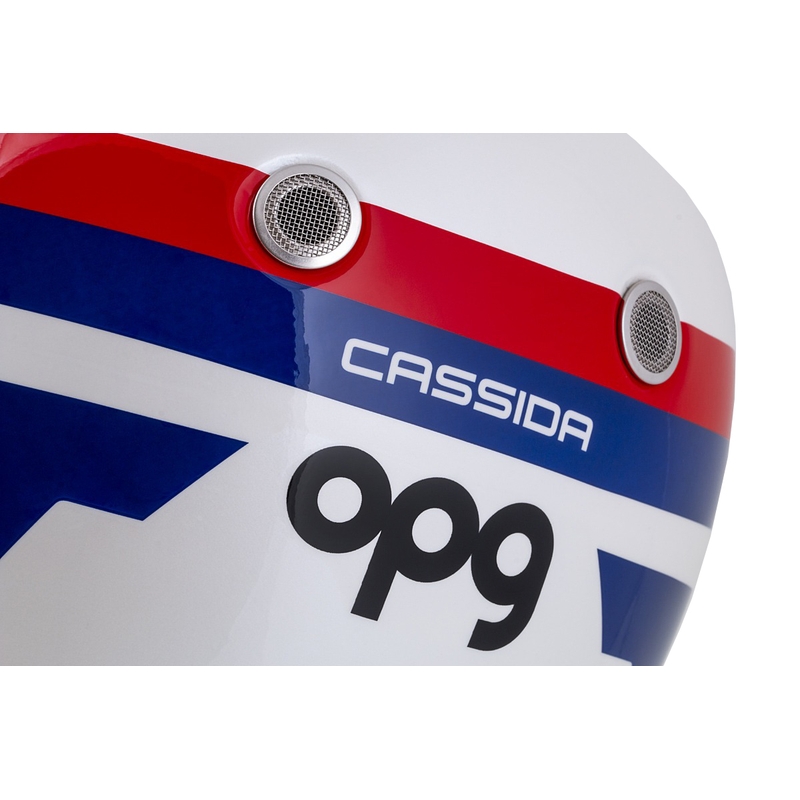 Cassida Fibre OPG Integral Motorradhelm weiß-blau-rot
