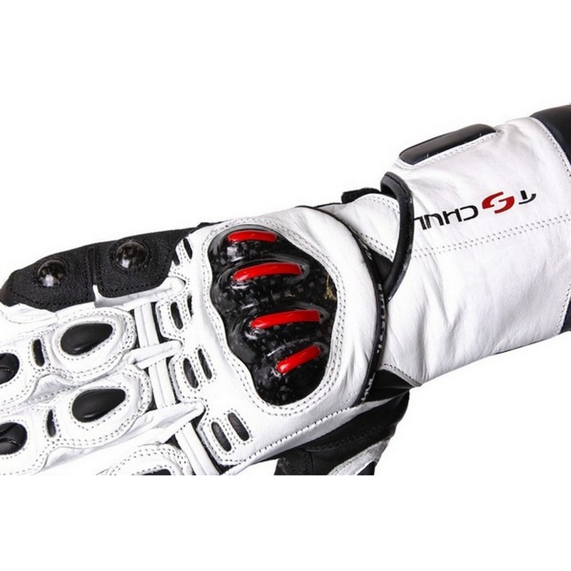 Motorradhandschuhe Tschul 270 weiß-schwarz Ausverkauf