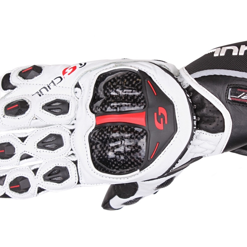 Motorradhandschuhe Tschul 250 weiß-schwarz Ausverkauf