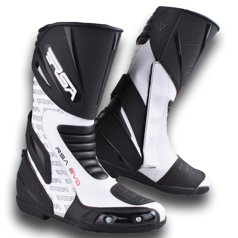 RSA Evo schwarz und weiß Motorradstiefel Ausverkauf