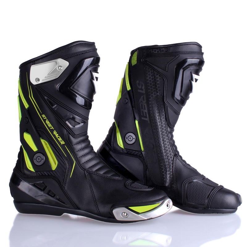 Street Racer GTR Motorradstiefel schwarz-fluo gelb