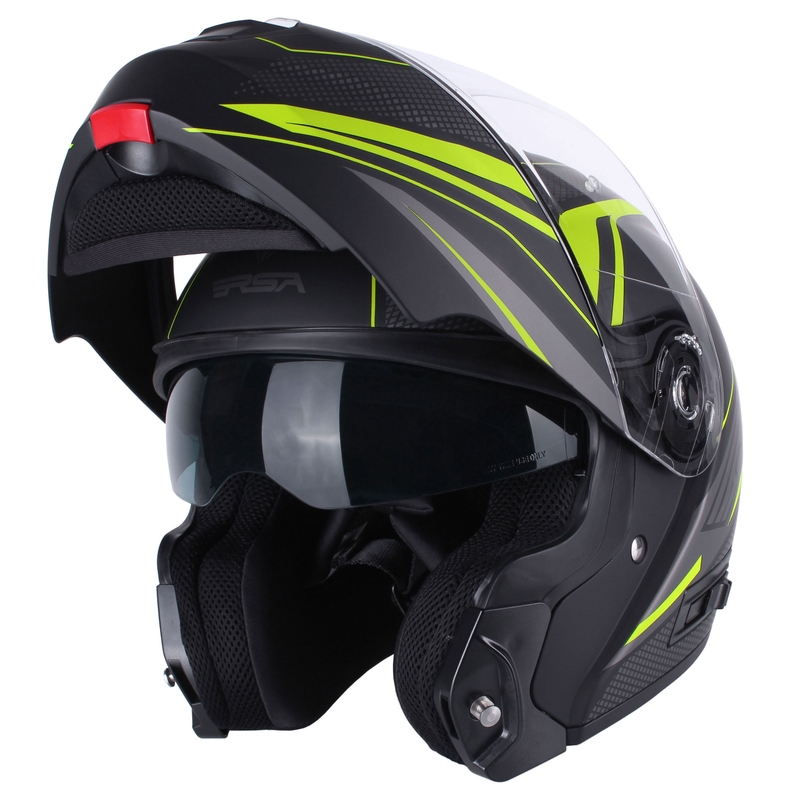RSA Rival schwarz-grau-fluo gelb Tip-up Motorradhelm