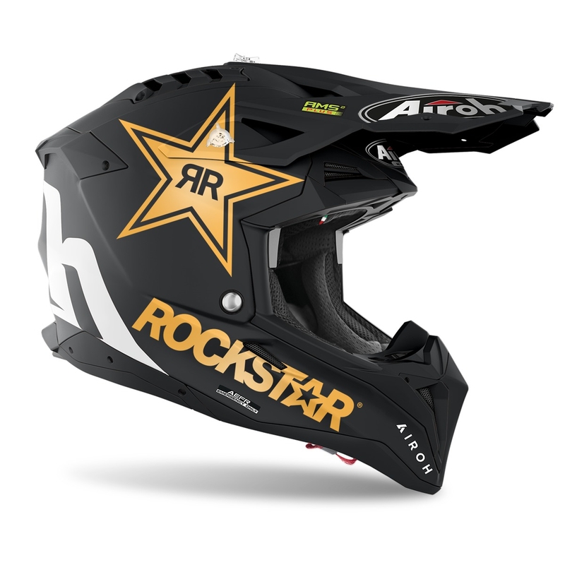 Motocross Helm Airoh Aviator 3.0 Rockstar 2022 schwarz matt Ausverkauf