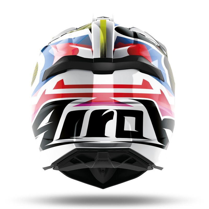 Motocross Helm Airoh Strycker View 2022 blau-rosa-weiß glänzend