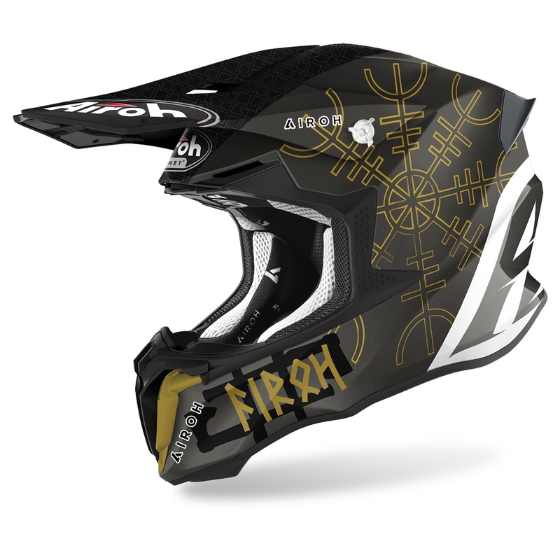 Motocross Helm Airoh Twist 2.0 Sword 2021 weiß-gold-grau Ausverkauf