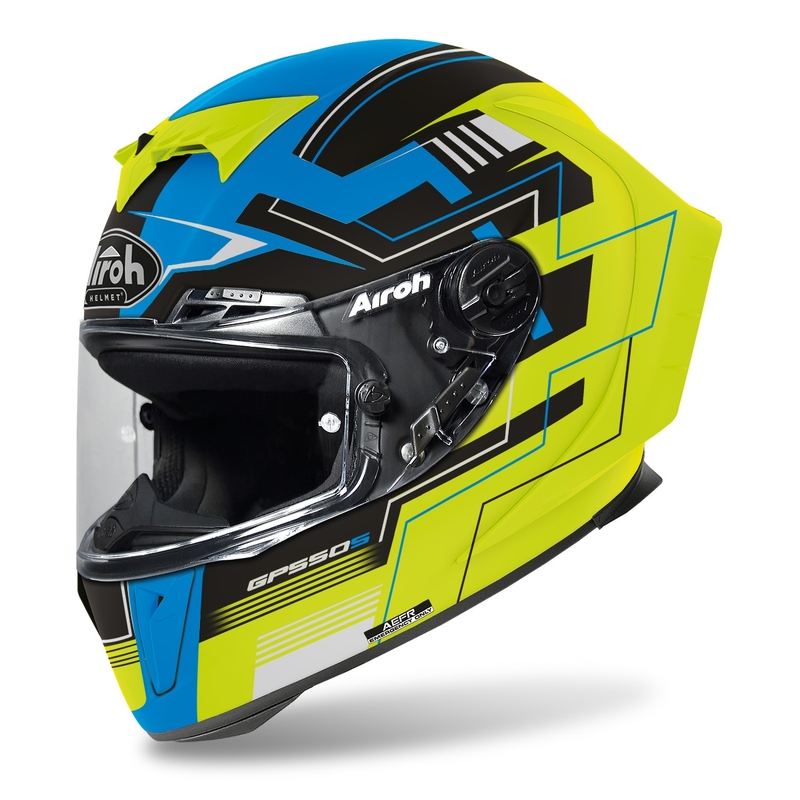 Integral Motorradhelm Airoh GP550 S Challenge 2022 gelb-blau matt