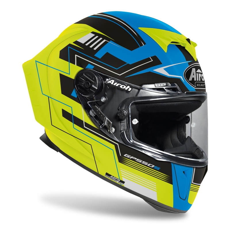 Integral Motorradhelm Airoh GP550 S Challenge 2022 gelb-blau matt