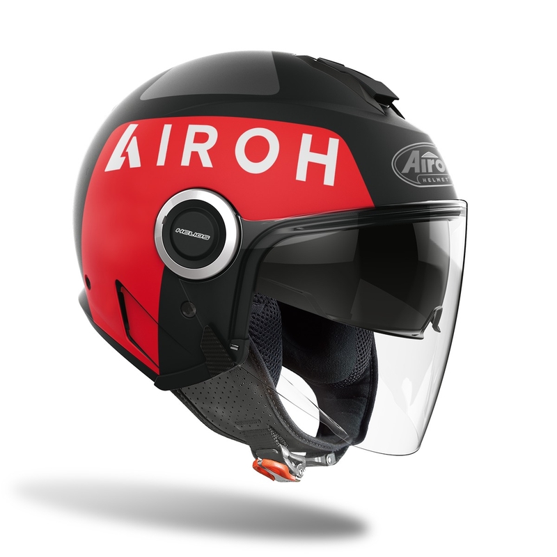 Offener Motorradhelm Airoh Helios Up 2022 rot-schwarz