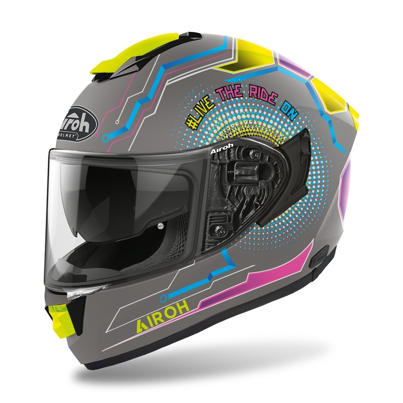 Integral-Motorradhelm Airoh ST.501 Power 2022 grau-blau-rosa-fluo gelb matt Ausverkauf
