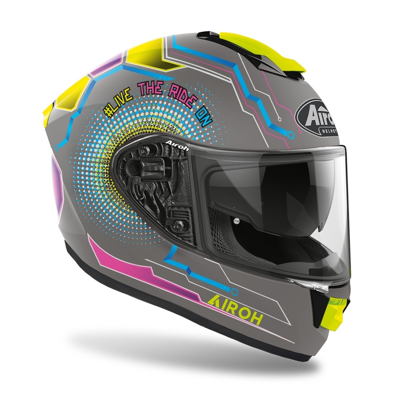 Integral-Motorradhelm Airoh ST.501 Power 2022 grau-blau-rosa-fluo gelb matt Ausverkauf