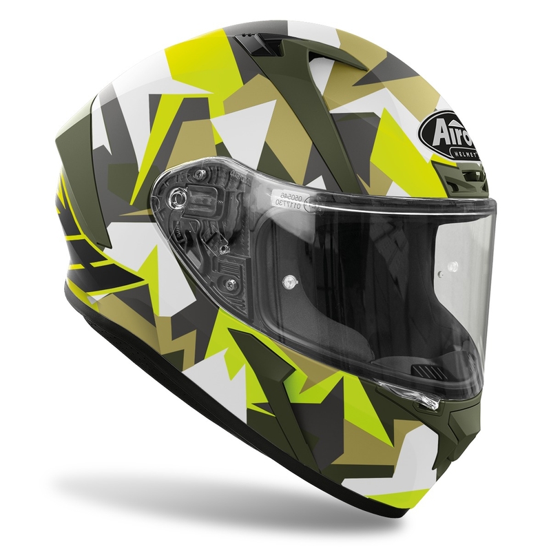Integral Motorradhelm Airoh Valor Army 2022 weiß-khaki-fluo grün