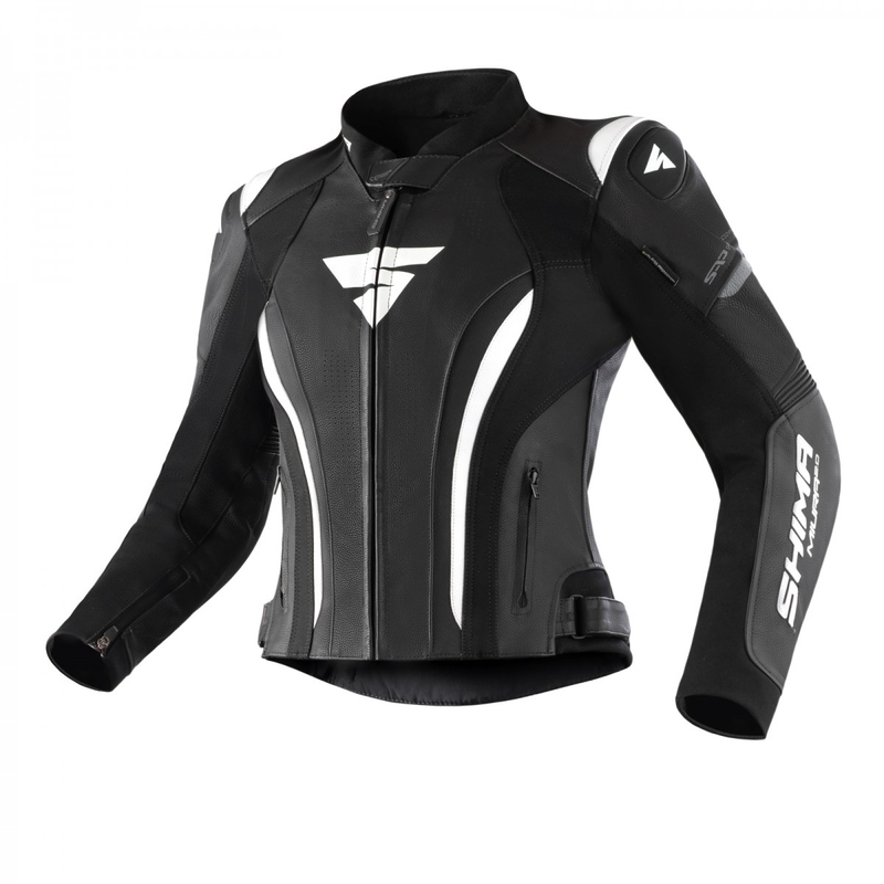Shima Miura 2.0 Schwarz-Weiß-Motorradjacke für Frauen