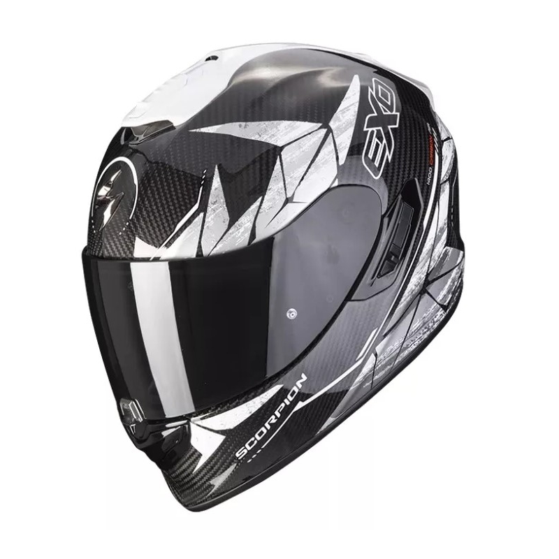 Integral Motorradhelm Scorpion EXO-1400 Carbon Air Aranea schwarz und weiß