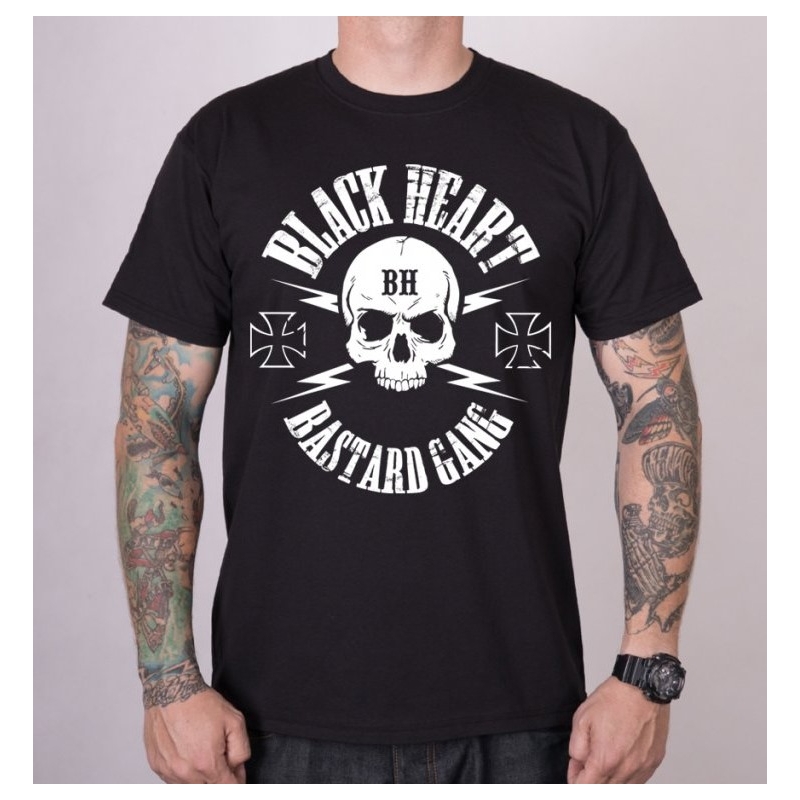 Herren-T-Shirt Black Heart Bastard Totenkopf schwarz