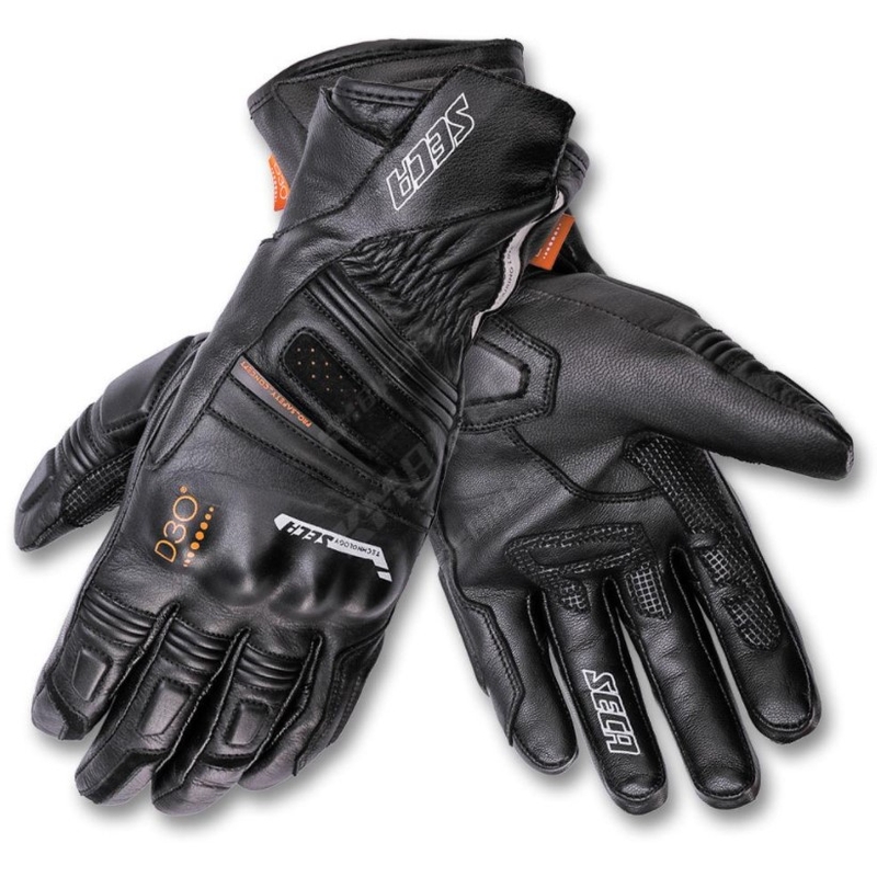 SECA Turismo III Motorradhandschuhe aus schwarzem Leder Ausverkauf