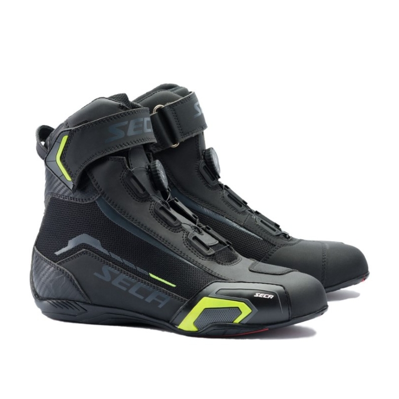 Motorradstiefel SECA Apex Evo schwarz-fluo gelb Ausverkauf