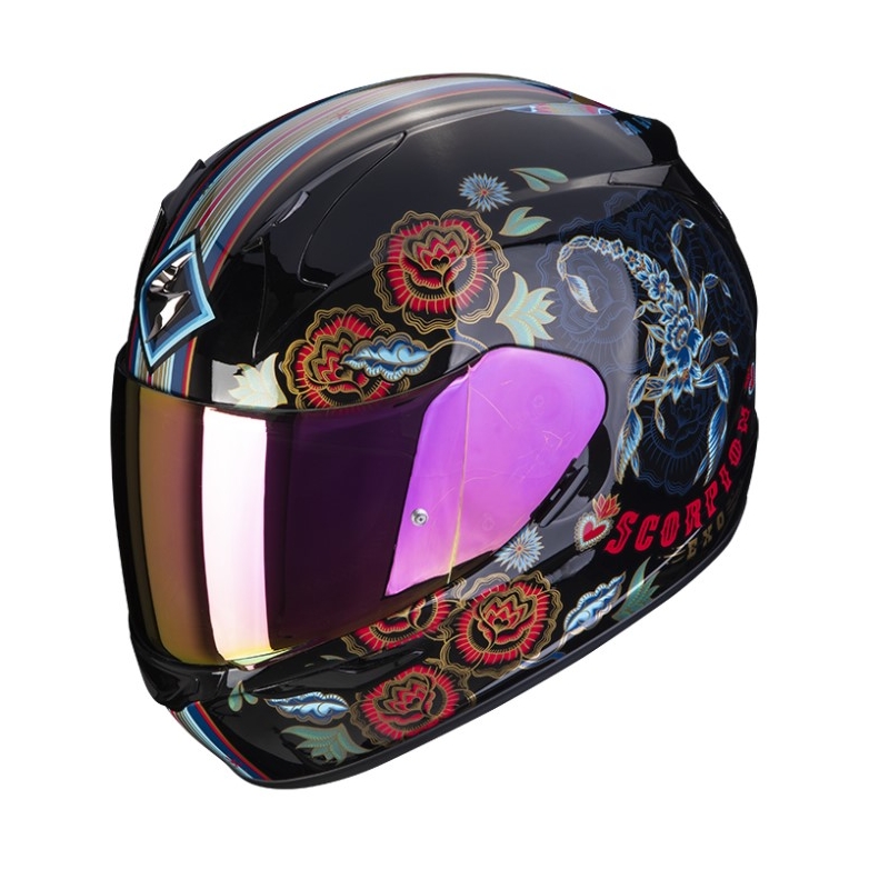 Integral-Motorradhelm SCORPION EXO-390 CHICA II schwarz-blau-rosa