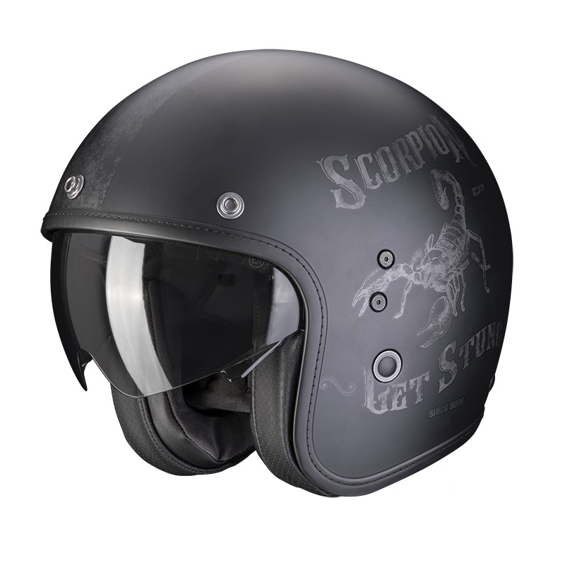 Offener Helm SCORPION BELFAST EVO PIQUE matt schwarz-silber Ausverkauf