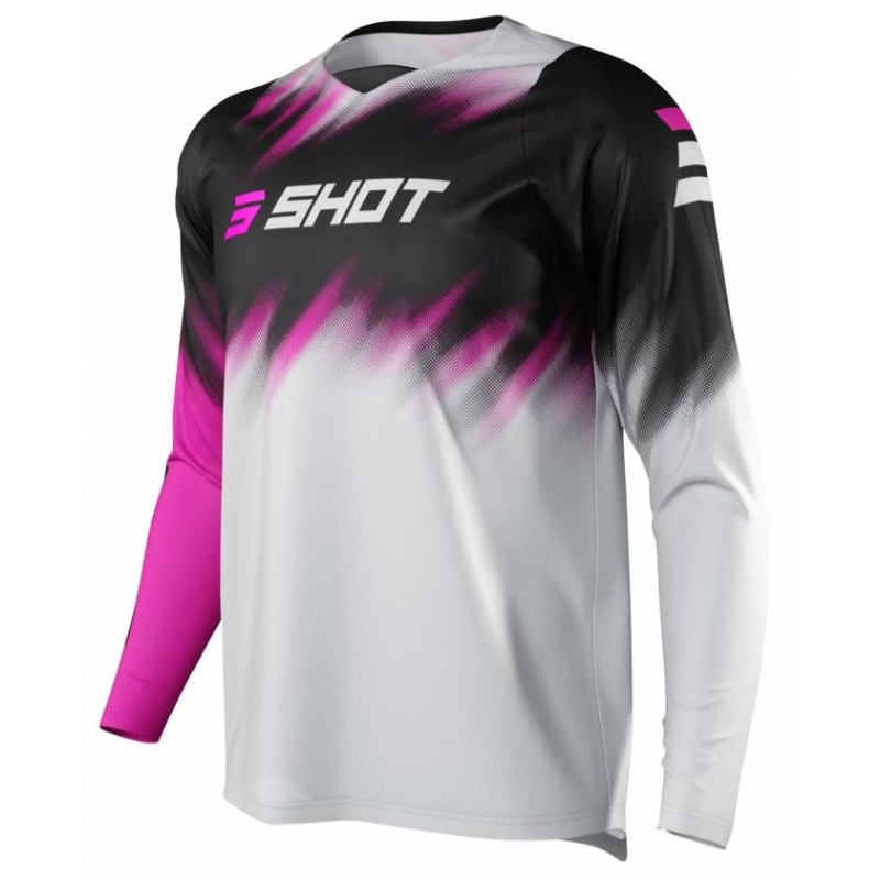 Kinder Motocross Trikot Shot Devo Versus grau-schwarz-rosa Ausverkauf